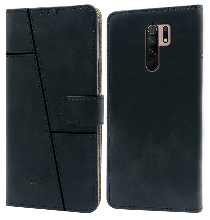 Redmi 9 Prime Flip Case Cover ( Black )