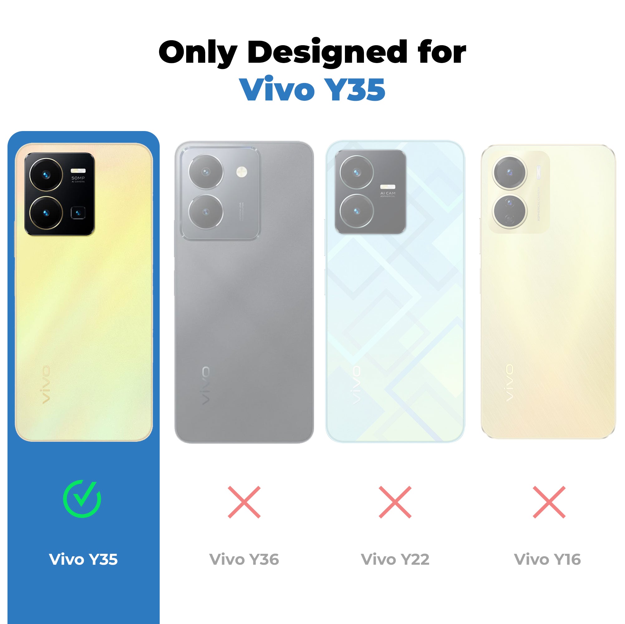 Crystal Clear Hard Back Anti-Yellowing Phone Case For Vivo Y36 4G