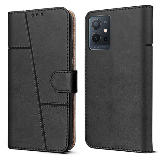 Vivo Y75 5G/Vivo T1 5G Flip Case Cover ( Black )