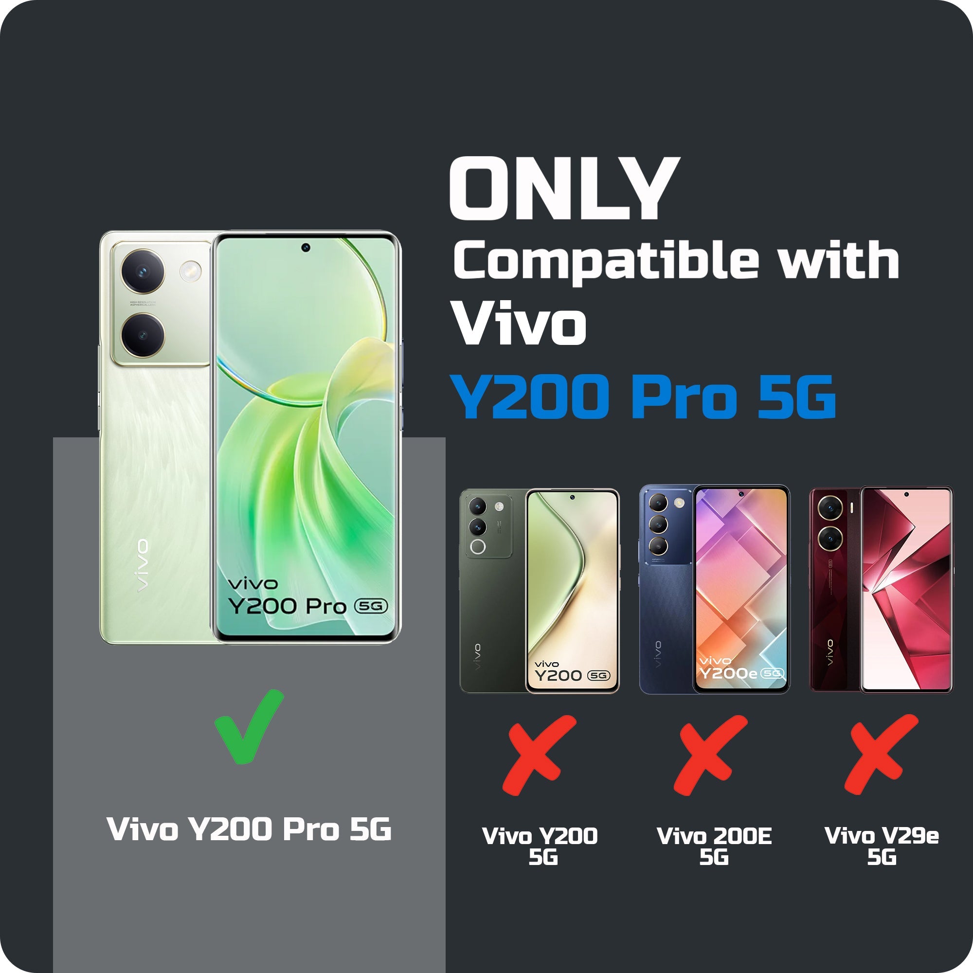 Crystal Clear Hard Back Anti-Yellowing Phone Case For Vivo Y200 Pro 5G