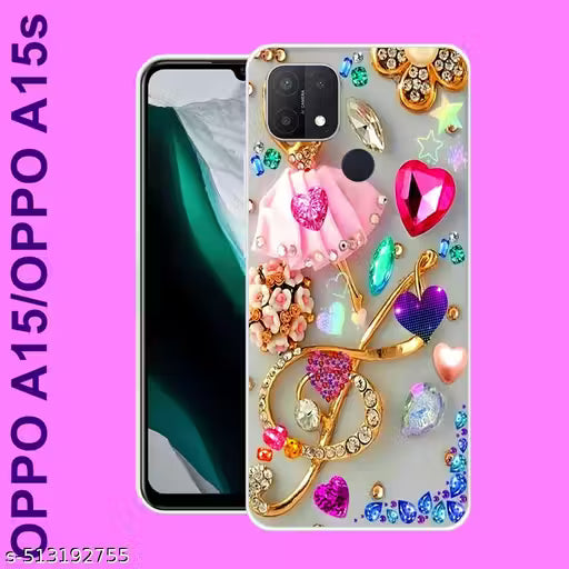 Decorative phone case with colorful design on a pink background, compatible with OPPO A15s.