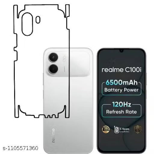REALME C100 4G Back Screen Guard For Matte Finish, Smooth Touch, Unbreakable Membrane