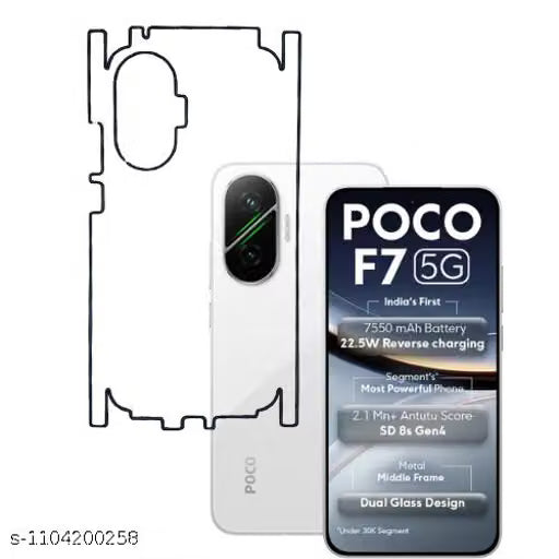 POCO F7 5g Back Screen Guard For Matte Finish, Smooth Touch, Unbreakable Membrane
