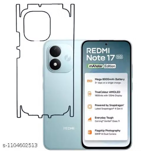 Redmi Note 17 5G Back Screen Guard For Matte Finish, Smooth Touch, Unbreakable Membrane
