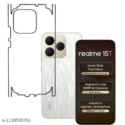 REALME 15T 5G Back Screen Guard For Matte Finish, Smooth Touch, Unbreakable Membrane