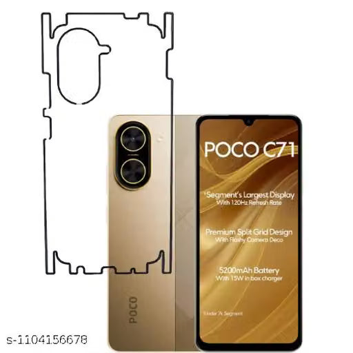 POCO C71 5g Back Screen Guard For Matte Finish, Smooth Touch, Unbreakable Membrane