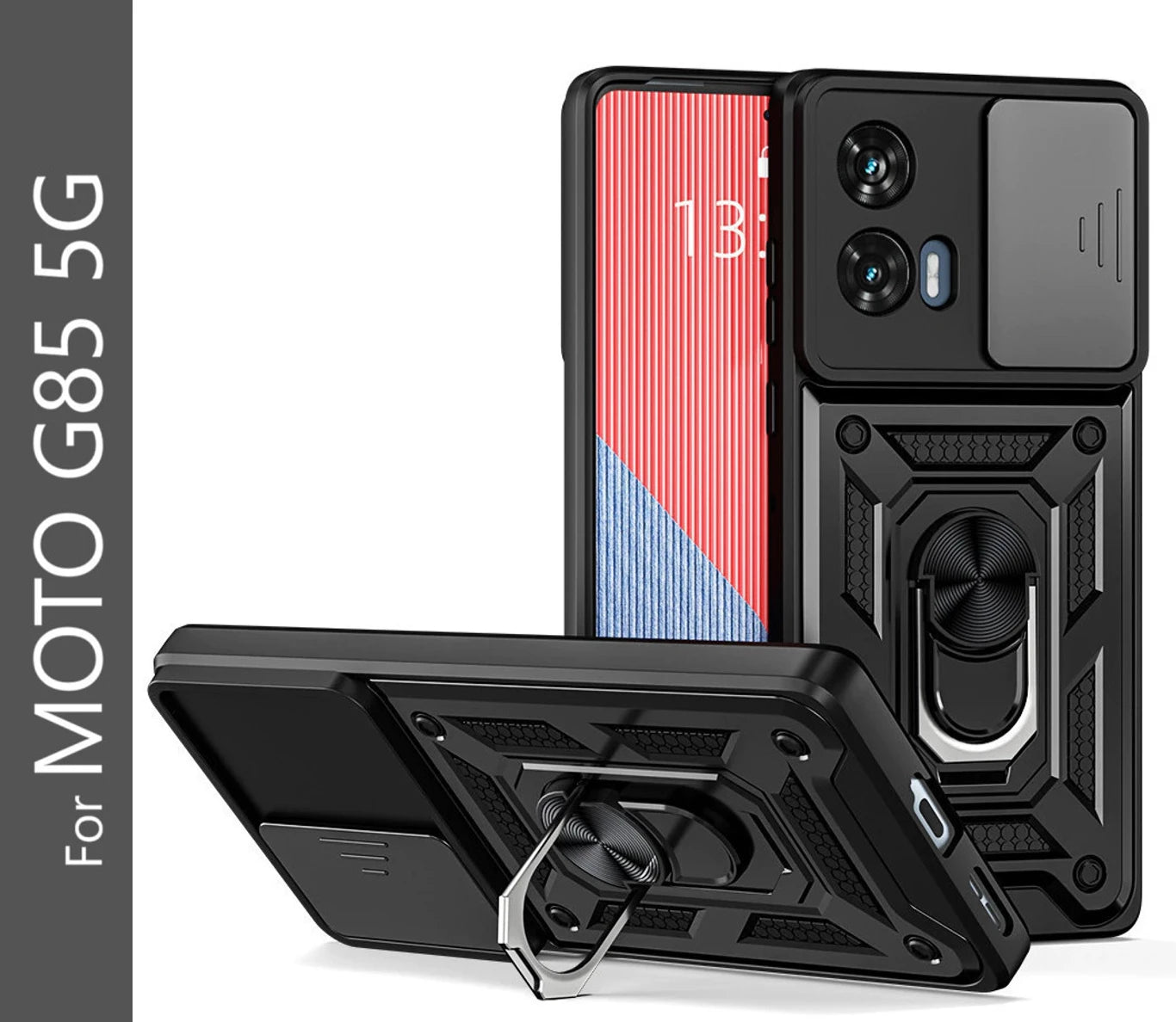 KaseMast Back Cover for MOTOROLA G85 5G (Black, Slider)