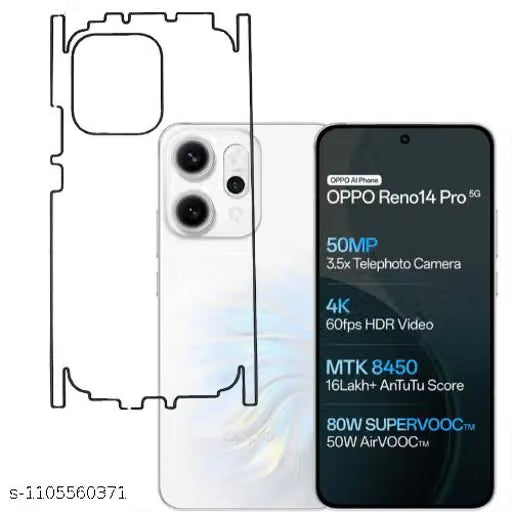 OPPO RENO 14 PRO 5g Back Screen Guard For Matte Finish, Smooth Touch, Unbreakable Membrane