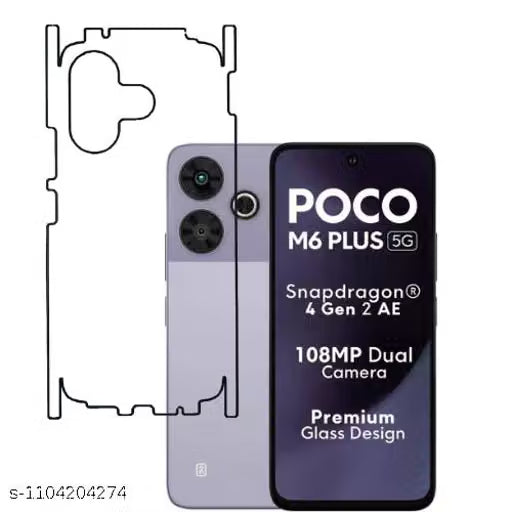 POCO M6 PLUS 5g Back Screen Guard For Matte Finish, Smooth Touch, Unbreakable Membrane