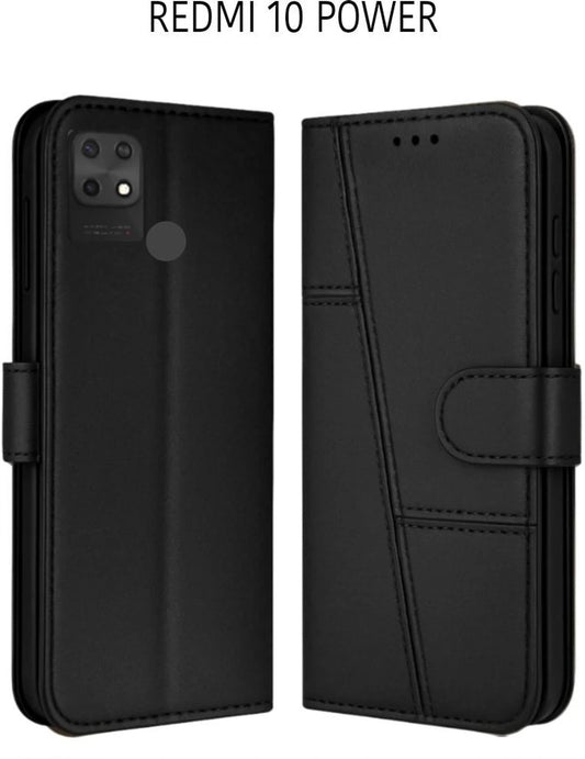 Redmi 10 Power Flip Case Cover ( Black )