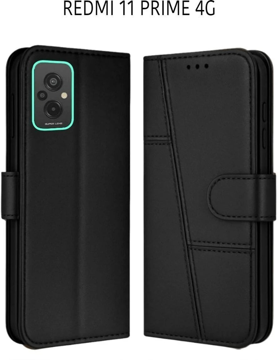 Redmi 11 Prime (4G) Flip Case Cover ( Black )