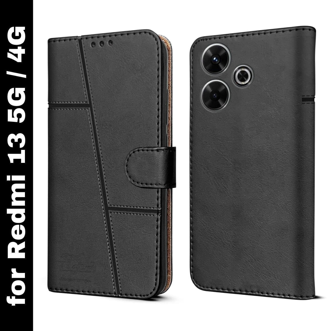 Redmi 13 (5G) Flip Case Cover ( Black )