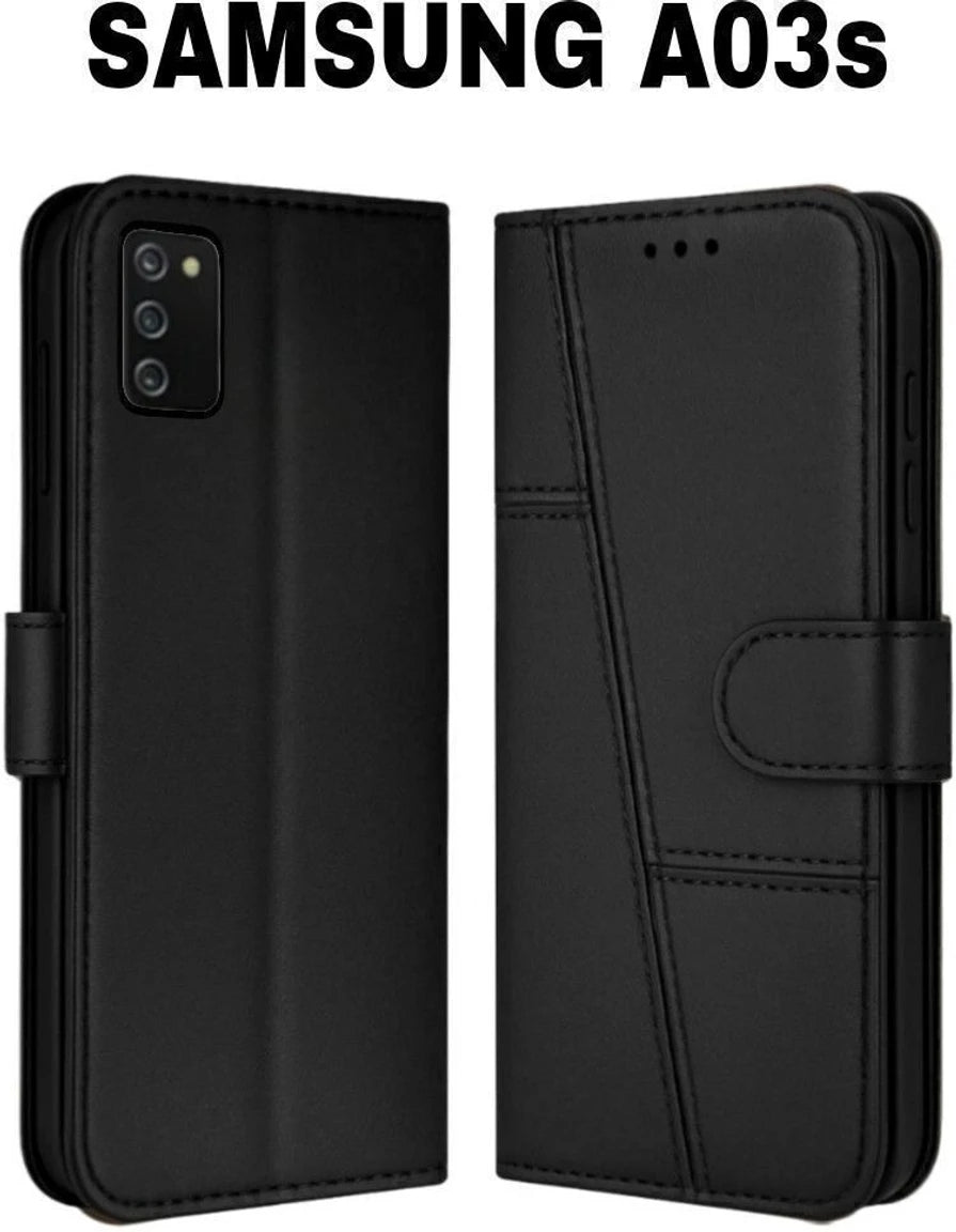 Samsung A03s Flip Case Cover ( Black )