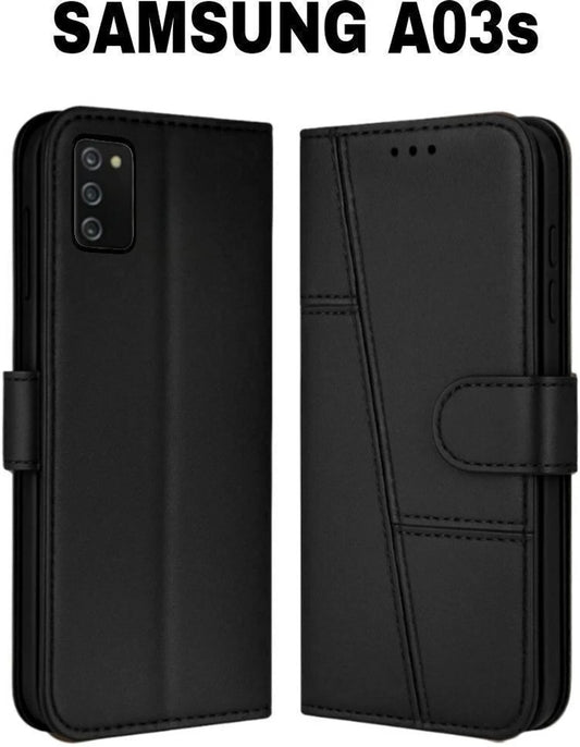 Samsung A03s Flip Case Cover ( Black )