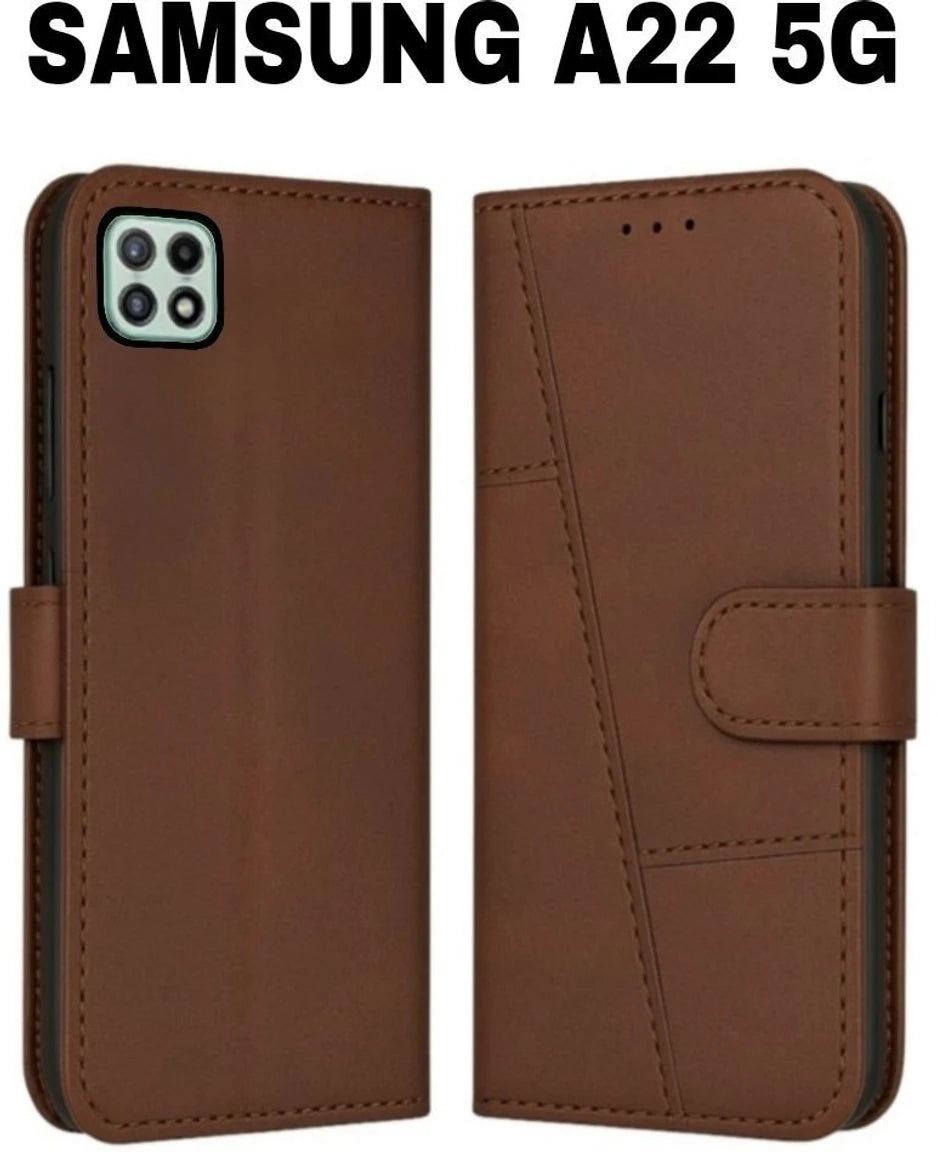 Samsung A22 5G Flip Case Cover ( Black )