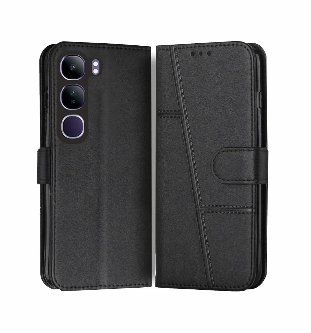 Vivo Y300 5G/ V40 Lite Flip Case Cover ( Black )