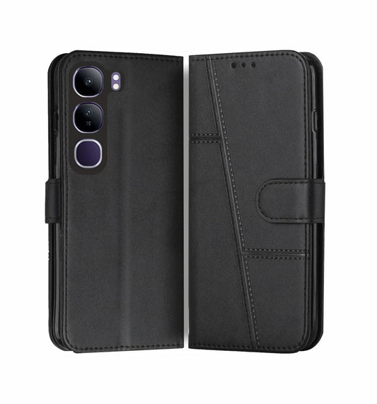 Vivo Y300 5G/ V40 Lite Flip Case Cover ( Black )