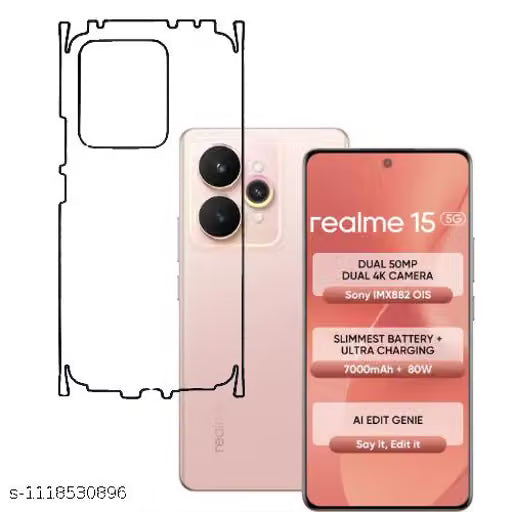 REALME 15 5G Back Screen Guard For Matte Finish, Smooth Touch, Unbreakable Membrane