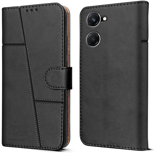 Vivo T3 Lite 5G Flip Case Cover ( Black )