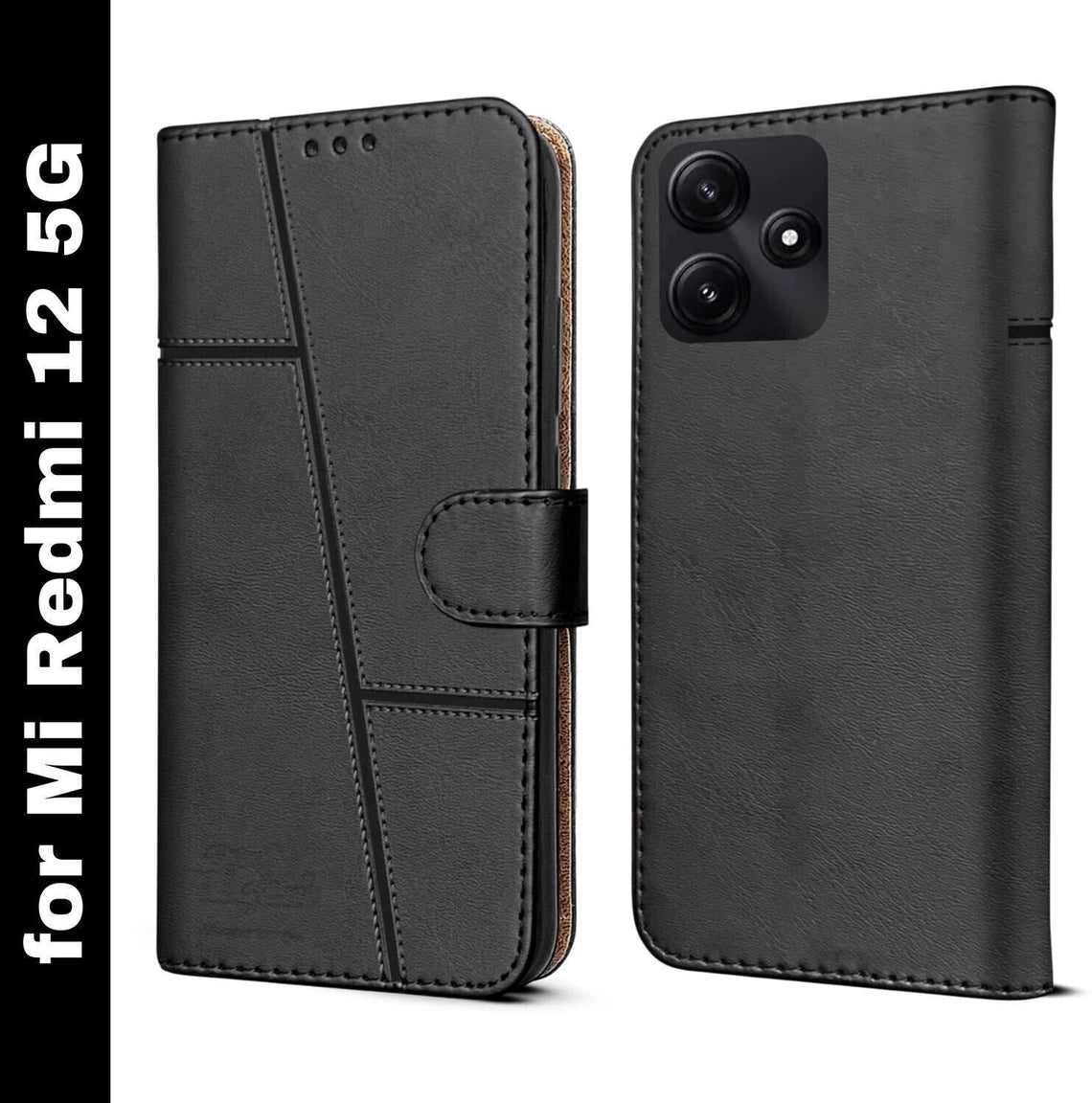 Redmi 12 (5G) Flip Case Cover ( Black )