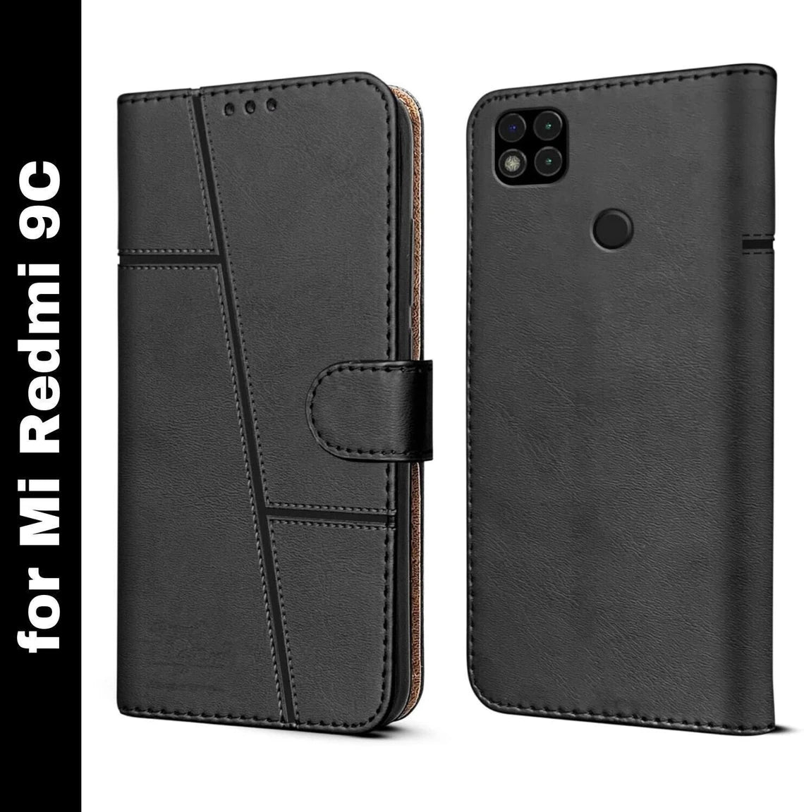 Redmi 9/ 9C Flip Case Cover ( Black )