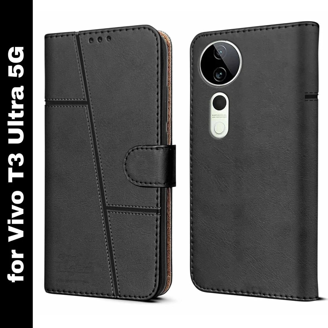 Vivo T3 Ultra Flip Case Cover ( Black )