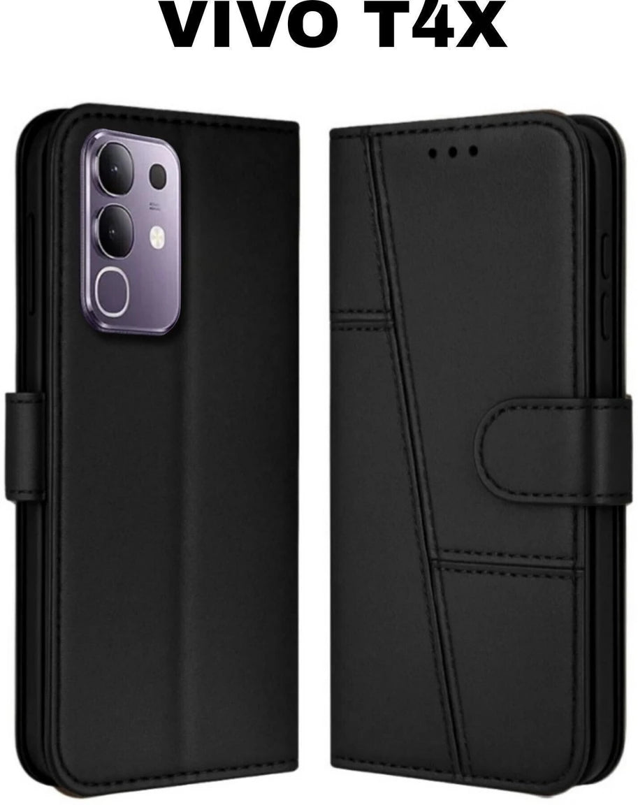 Vivo T4x 5G Flip Case Cover ( Black )