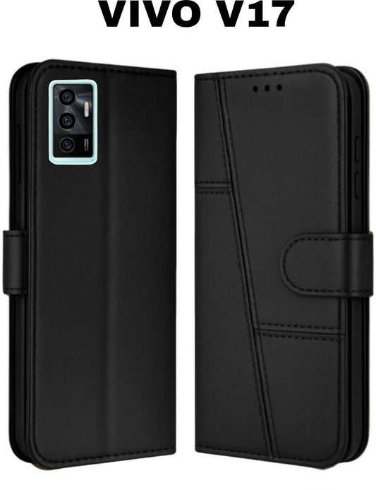 Vivo V17 Flip Case Cover ( Black )