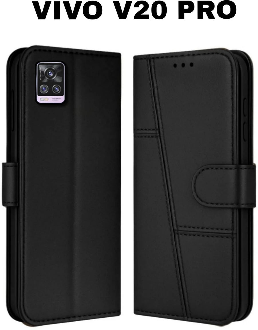 Vivo V20 Pro Flip Case Cover ( Black )