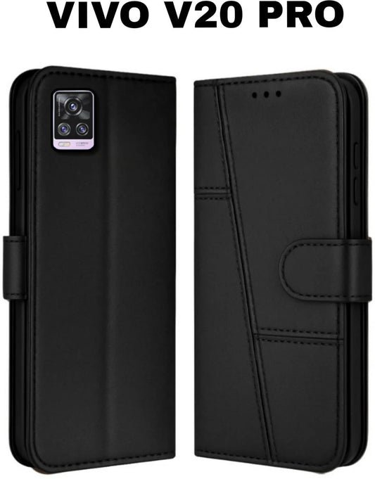 Vivo V20 Pro Flip Case Cover ( Black )