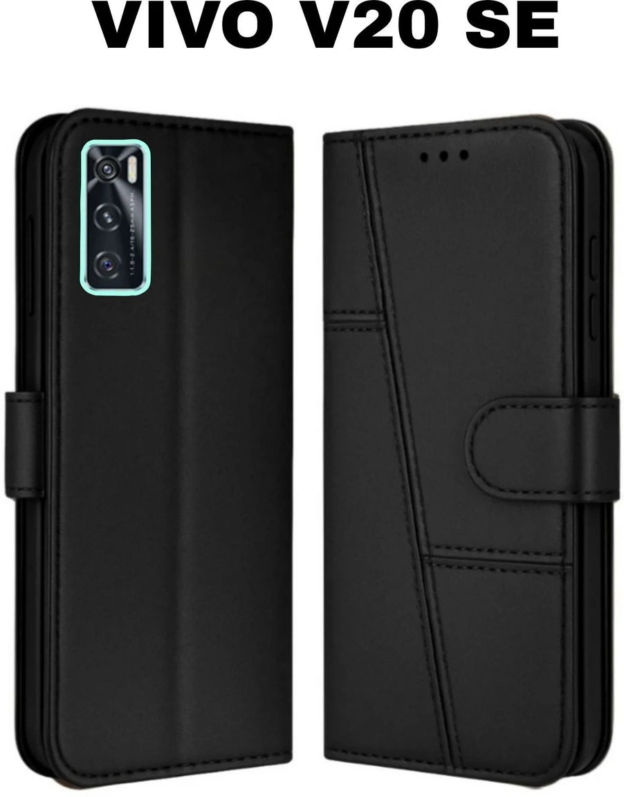 Vivo V20 SE Flip Case Cover ( Black )