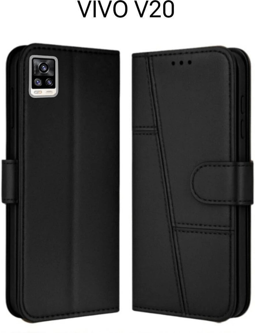 Vivo V20 Flip Case Cover ( Black )