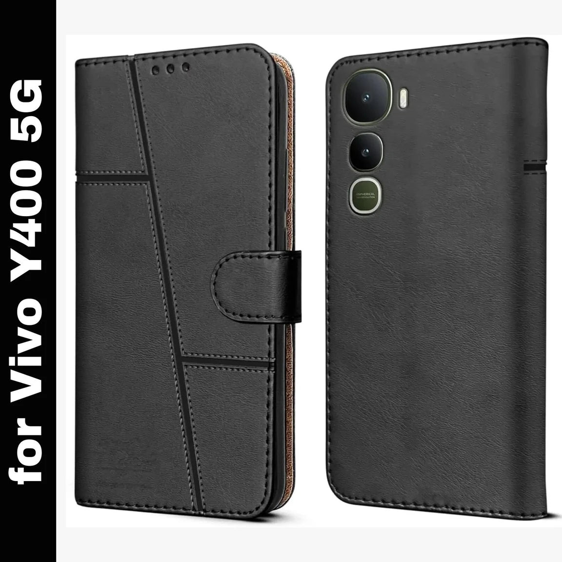 Vivo Y400 5G Flip Case Cover ( Black )