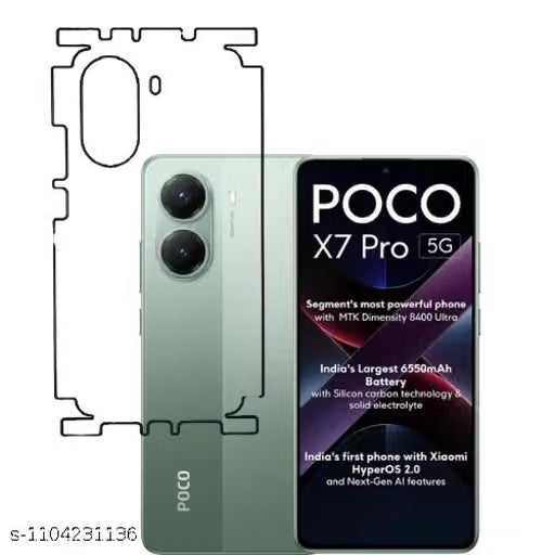 POCO X7 PRO 5g Back Screen Guard For Matte Finish, Smooth Touch, Unbreakable Membrane