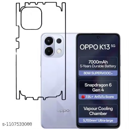 Oppo K13 5g Back Screen Guard For Matte Finish, Smooth Touch, Unbreakable Membrane